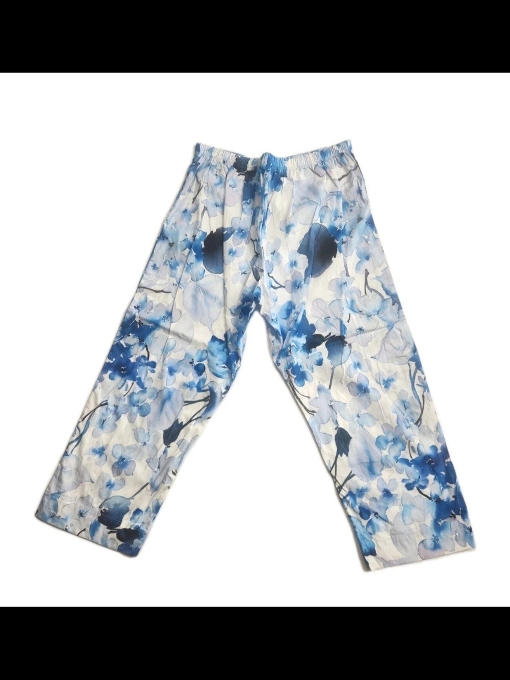 Bryn Walker Womens Capri Pants Size M Blue Floral Crop Elastic Cropped.  50